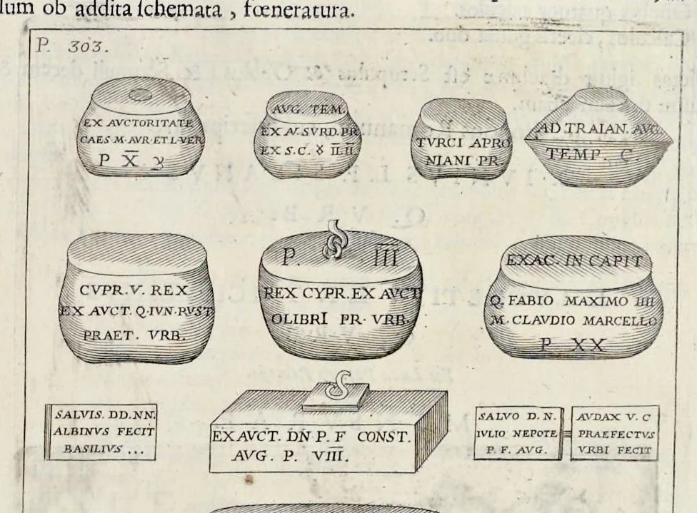 An illustration from Miscellanea eruditae antiquitatis : in quibus marmora, statuae, musiva, toreumata, gemmae, numismata, Grutero, Vrsino, Boissardo, Reinesio aliisque antiquorum monumentorum collectoribus ignota & hucusque inedita referuntur ac illustrantur, 1685, leaf 316