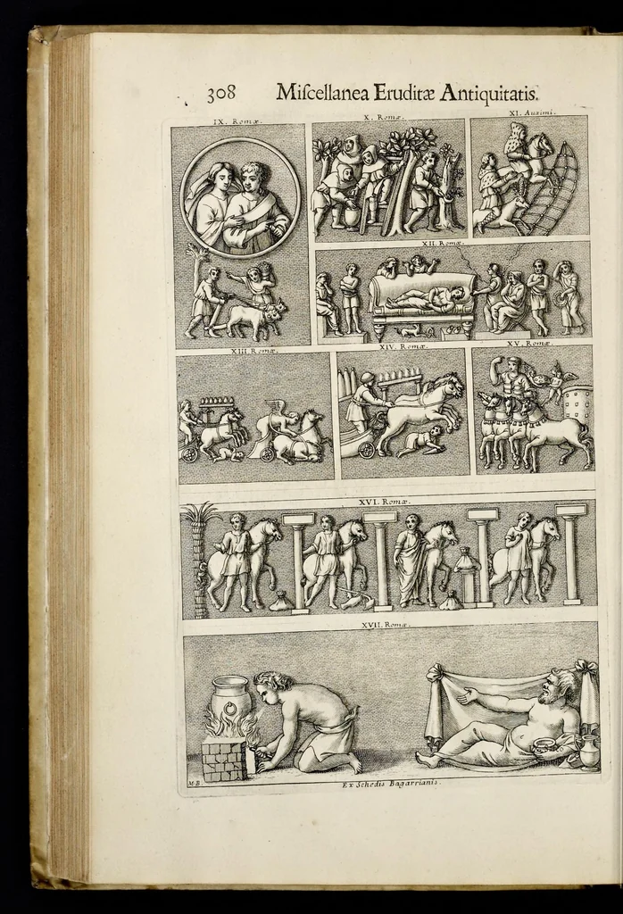 An illustration from Miscellanea eruditae antiquitatis : in quibus marmora, statuae, musiva, toreumata, gemmae, numismata, Grutero, Vrsino, Boissardo, Reinesio aliisque antiquorum monumentorum collectoribus ignota & hucusque inedita referuntur ac illustrantur, 1685, leaf 321