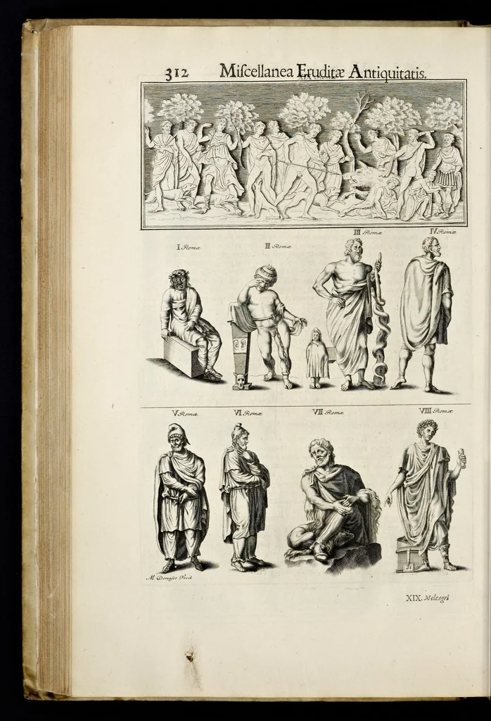 An illustration from Miscellanea eruditae antiquitatis : in quibus marmora, statuae, musiva, toreumata, gemmae, numismata, Grutero, Vrsino, Boissardo, Reinesio aliisque antiquorum monumentorum collectoribus ignota & hucusque inedita referuntur ac illustrantur, 1685, leaf 325