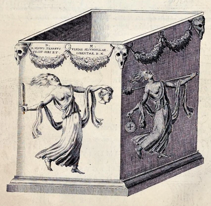 An illustration from Miscellanea eruditae antiquitatis : in quibus marmora, statuae, musiva, toreumata, gemmae, numismata, Grutero, Vrsino, Boissardo, Reinesio aliisque antiquorum monumentorum collectoribus ignota & hucusque inedita referuntur ac illustrantur, 1685, leaf 42
