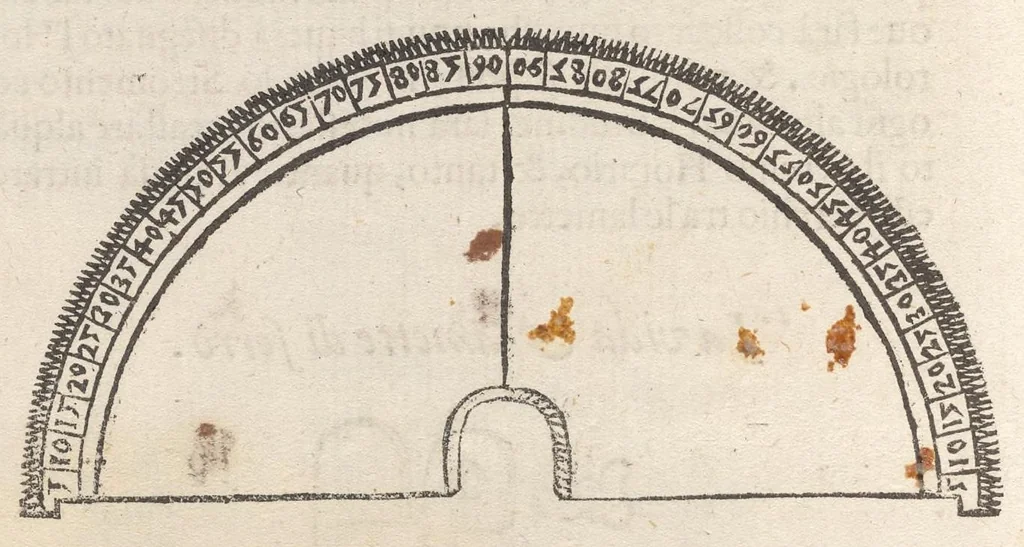 An illustration from Della fabrica & vso di vn novo stromento, fatto in quattro maniere per fare gli horologi solari ad ogni latitvdine : con tutte le sorti di hore, che si vsano, ilquale si può vsare per horologio ancora : nouo trattato diuiso in due parti, 1590, leaf 43