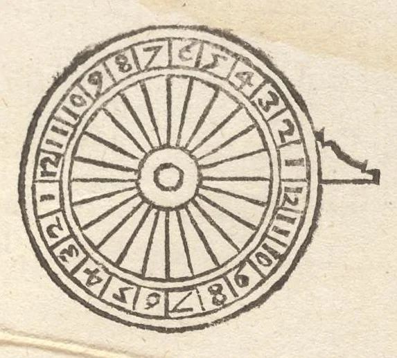 An illustration from Della fabrica & vso di vn novo stromento, fatto in quattro maniere per fare gli horologi solari ad ogni latitvdine : con tutte le sorti di hore, che si vsano, ilquale si può vsare per horologio ancora : nouo trattato diuiso in due parti, 1590, leaf 76