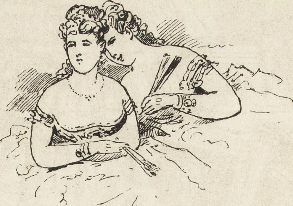 An illustration from La comédie de notre temps ... études au crayon et à la plume, 1874, leaf 10