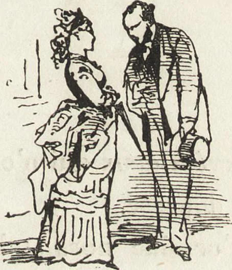 An illustration from La comédie de notre temps ... études au crayon et à la plume, 1874, leaf 106
