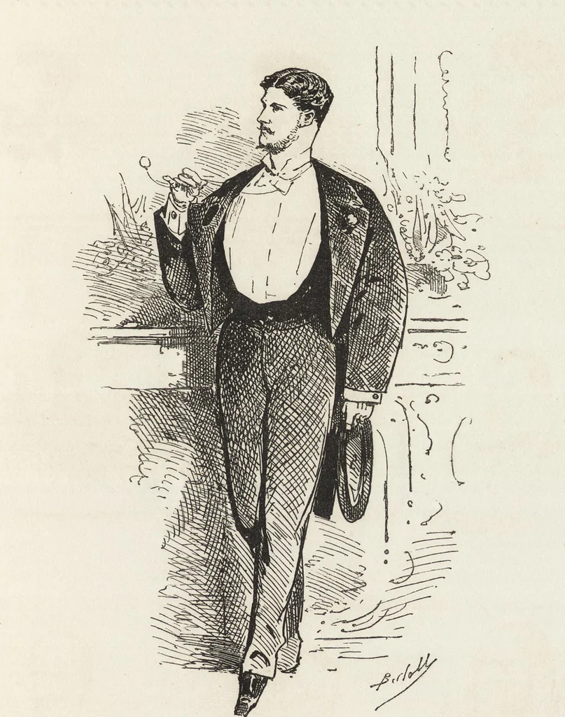 An illustration from La comédie de notre temps ... études au crayon et à la plume, 1874, leaf 110