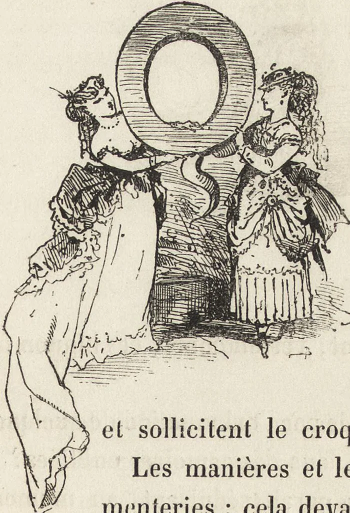An illustration from La comédie de notre temps ... études au crayon et à la plume, 1874, leaf 12