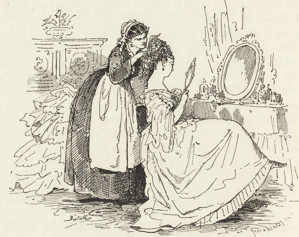 An illustration from La comédie de notre temps ... études au crayon et à la plume, 1874, leaf 127