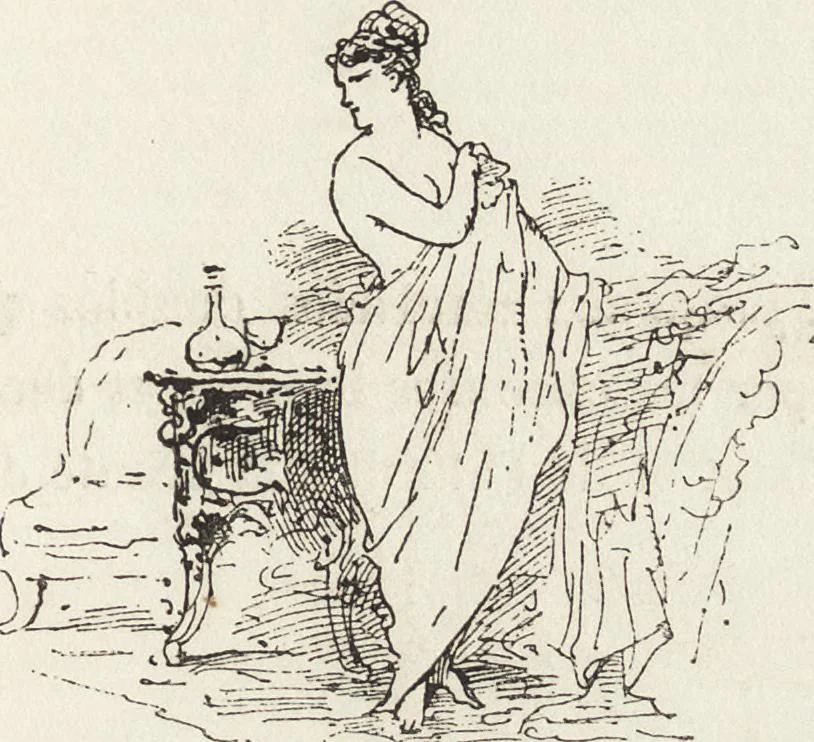 An illustration from La comédie de notre temps ... études au crayon et à la plume, 1874, leaf 130