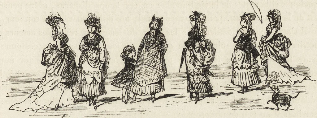 An illustration from La comédie de notre temps ... études au crayon et à la plume, 1874, leaf 14