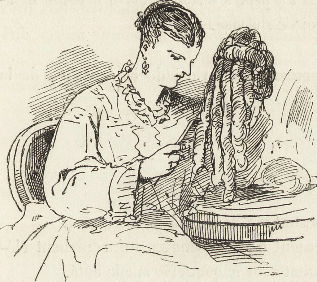 An illustration from La comédie de notre temps ... études au crayon et à la plume, 1874, leaf 160