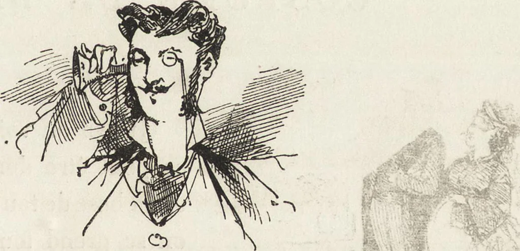 An illustration from La comédie de notre temps ... études au crayon et à la plume, 1874, leaf 180