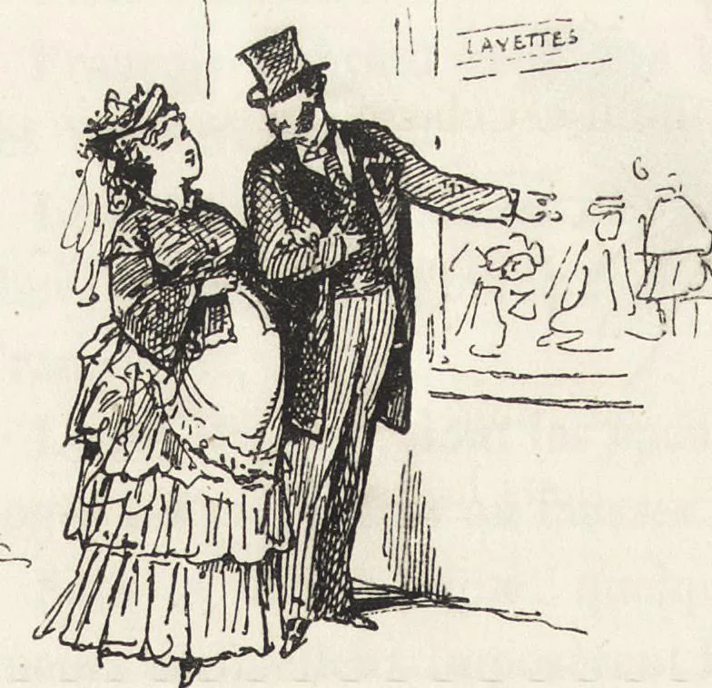 An illustration from La comédie de notre temps ... études au crayon et à la plume, 1874, leaf 181