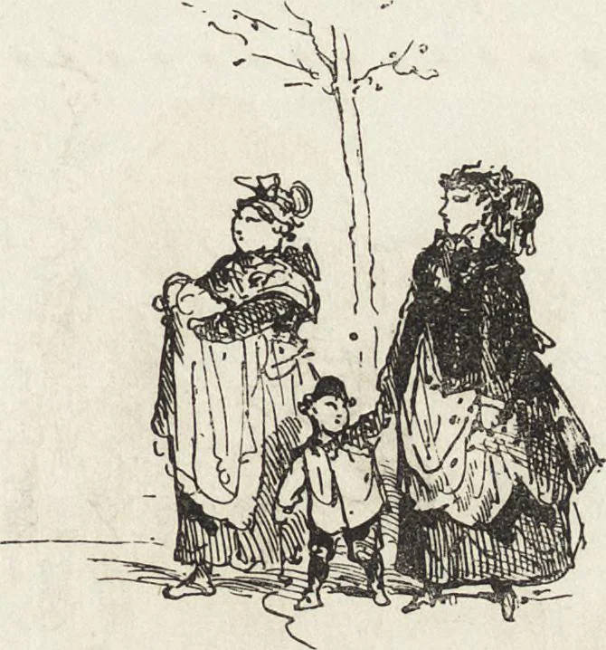 An illustration from La comédie de notre temps ... études au crayon et à la plume, 1874, leaf 184
