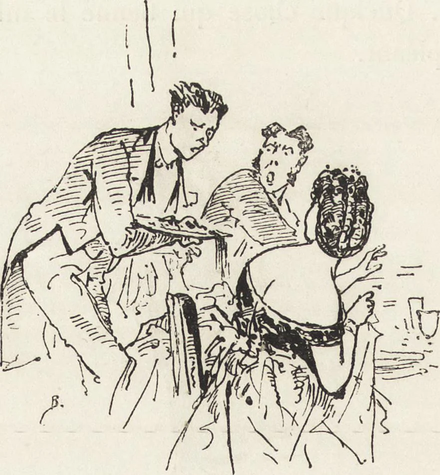 An illustration from La comédie de notre temps ... études au crayon et à la plume, 1874, leaf 195