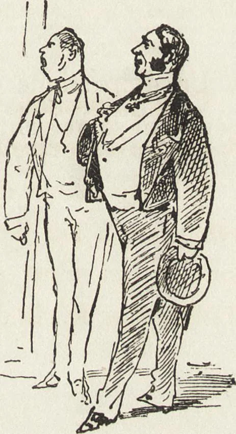 An illustration from La comédie de notre temps ... études au crayon et à la plume, 1874, leaf 198