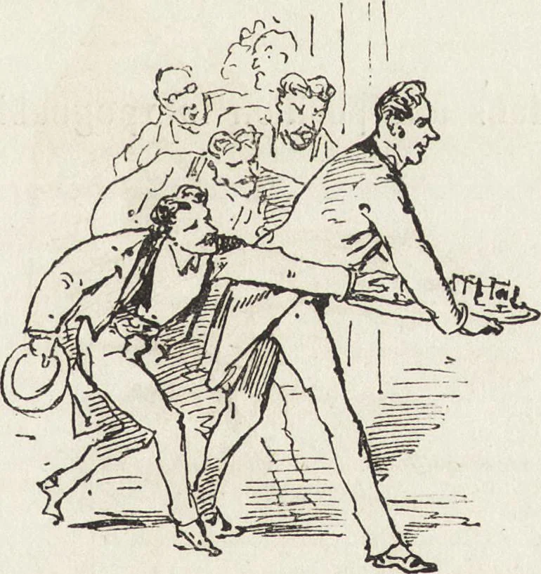 An illustration from La comédie de notre temps ... études au crayon et à la plume, 1874, leaf 200