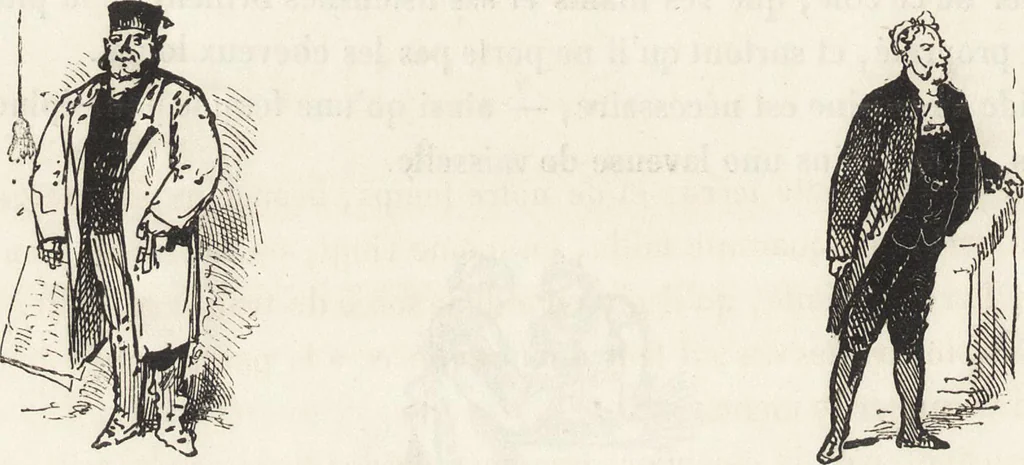 An illustration from La comédie de notre temps ... études au crayon et à la plume, 1874, leaf 209