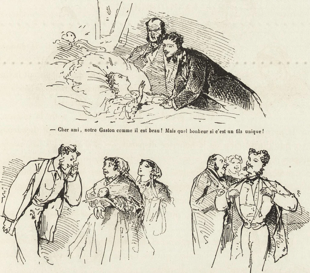 An illustration from La comédie de notre temps ... études au crayon et à la plume, 1874, leaf 212