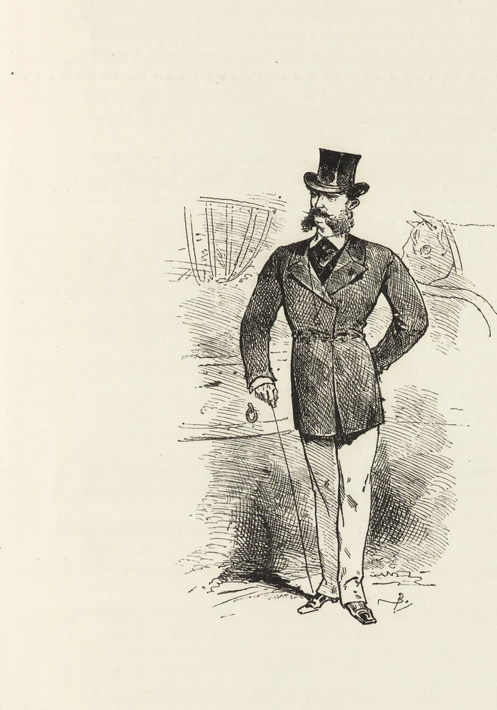 An illustration from La comédie de notre temps ... études au crayon et à la plume, 1874, leaf 22