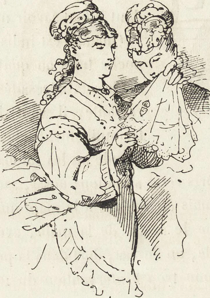 An illustration from La comédie de notre temps ... études au crayon et à la plume, 1874, leaf 221