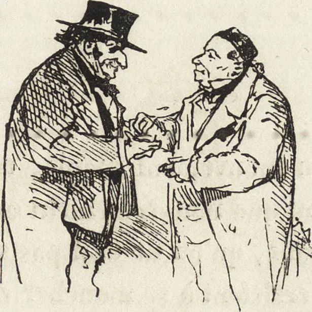 An illustration from La comédie de notre temps ... études au crayon et à la plume, 1874, leaf 222