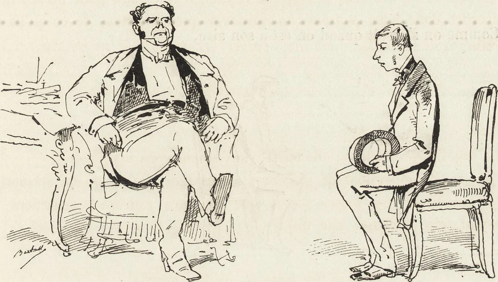 An illustration from La comédie de notre temps ... études au crayon et à la plume, 1874, leaf 226