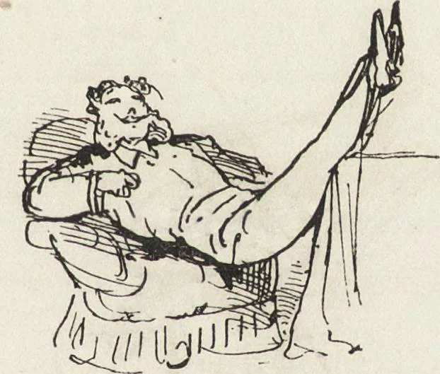 An illustration from La comédie de notre temps ... études au crayon et à la plume, 1874, leaf 228