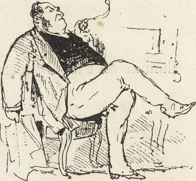 An illustration from La comédie de notre temps ... études au crayon et à la plume, 1874, leaf 229