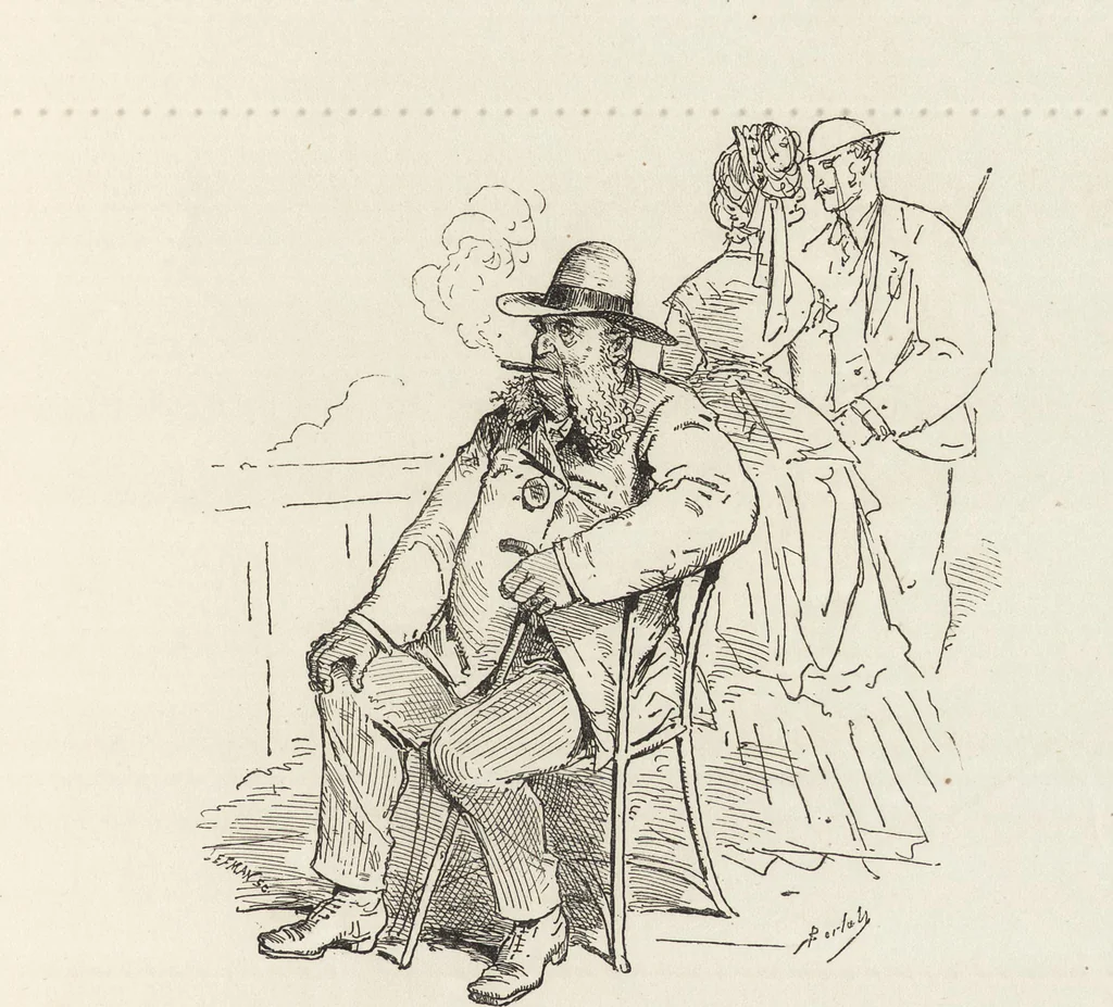 An illustration from La comédie de notre temps ... études au crayon et à la plume, 1874, leaf 234
