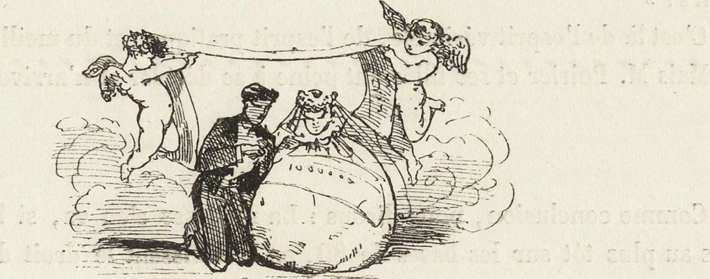 An illustration from La comédie de notre temps ... études au crayon et à la plume, 1874, leaf 24