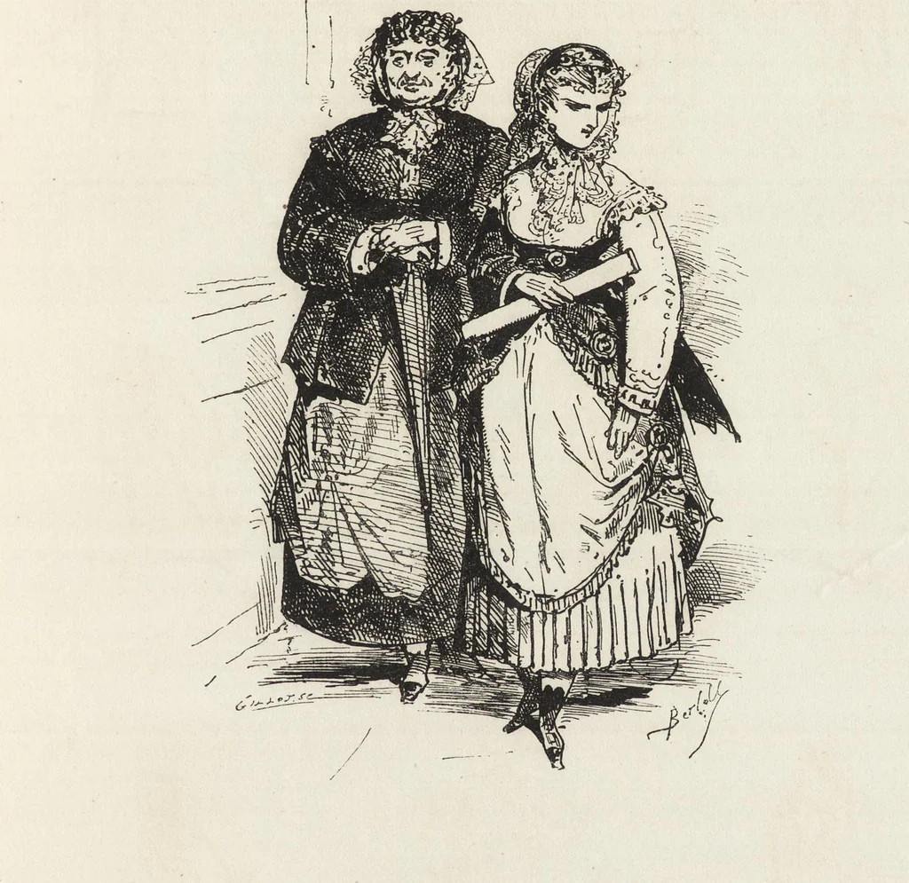 An illustration from La comédie de notre temps ... études au crayon et à la plume, 1874, leaf 244