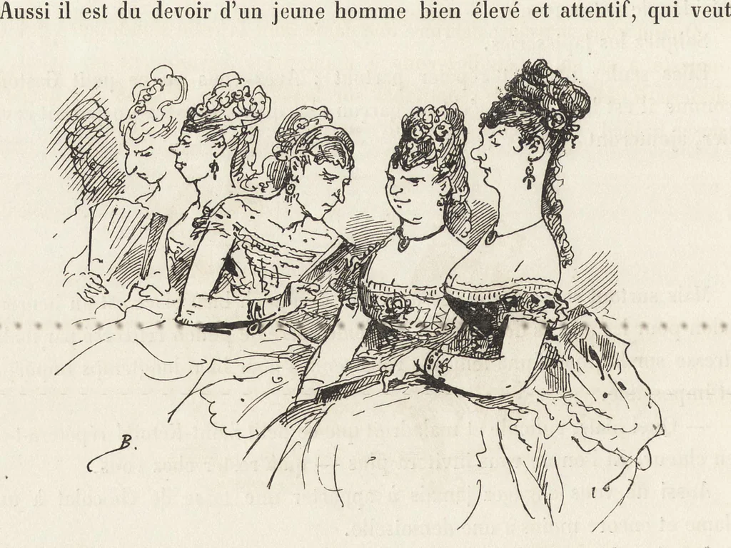An illustration from La comédie de notre temps ... études au crayon et à la plume, 1874, leaf 263