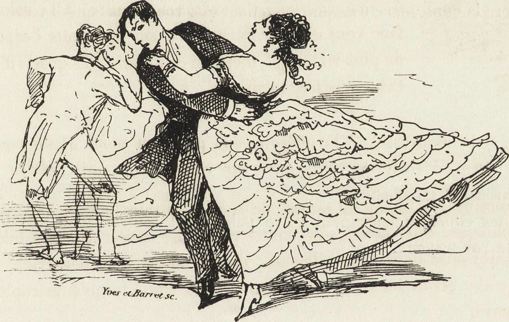 An illustration from La comédie de notre temps ... études au crayon et à la plume, 1874, leaf 266