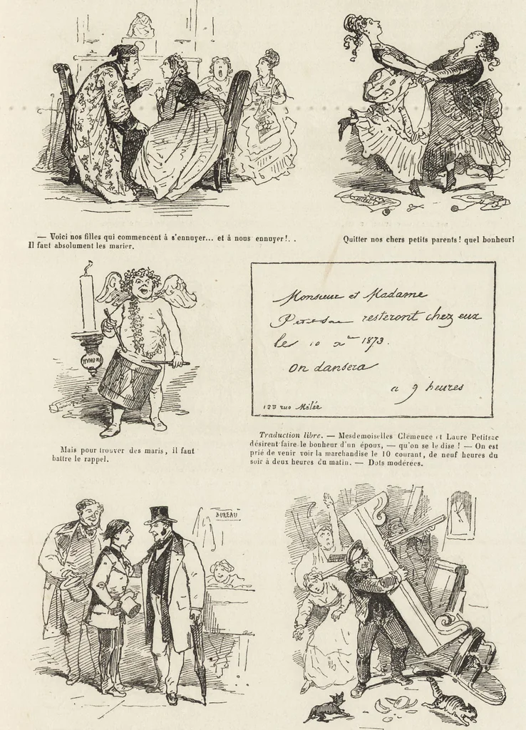 An illustration from La comédie de notre temps ... études au crayon et à la plume, 1874, leaf 270