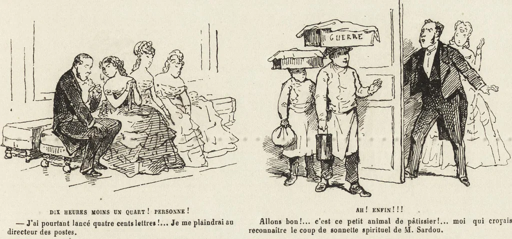 An illustration from La comédie de notre temps ... études au crayon et à la plume, 1874, leaf 274