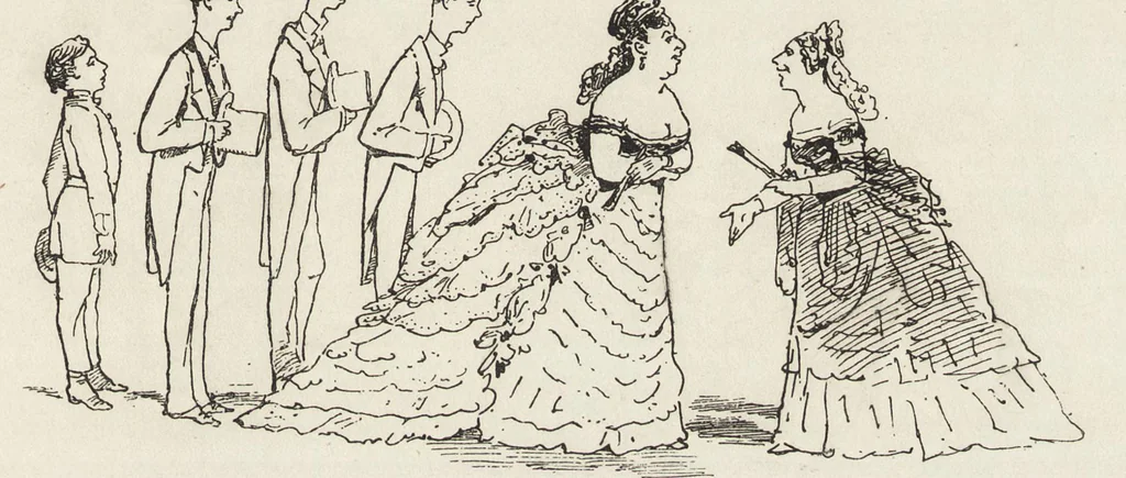An illustration from La comédie de notre temps ... études au crayon et à la plume, 1874, leaf 274