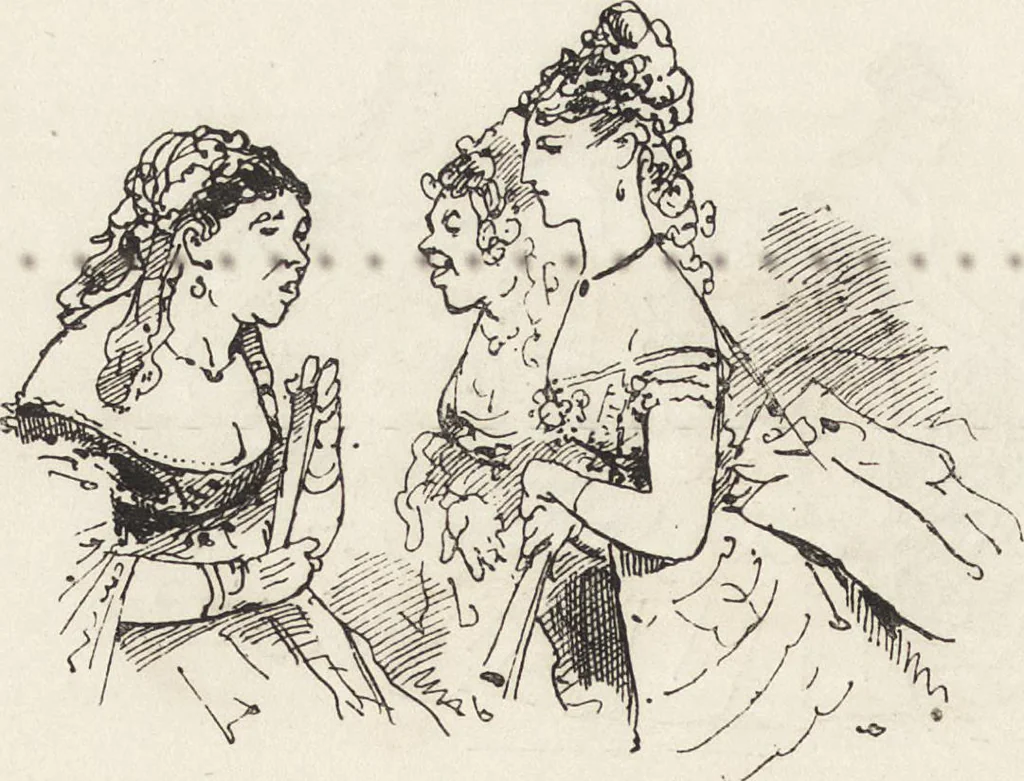 An illustration from La comédie de notre temps ... études au crayon et à la plume, 1874, leaf 275