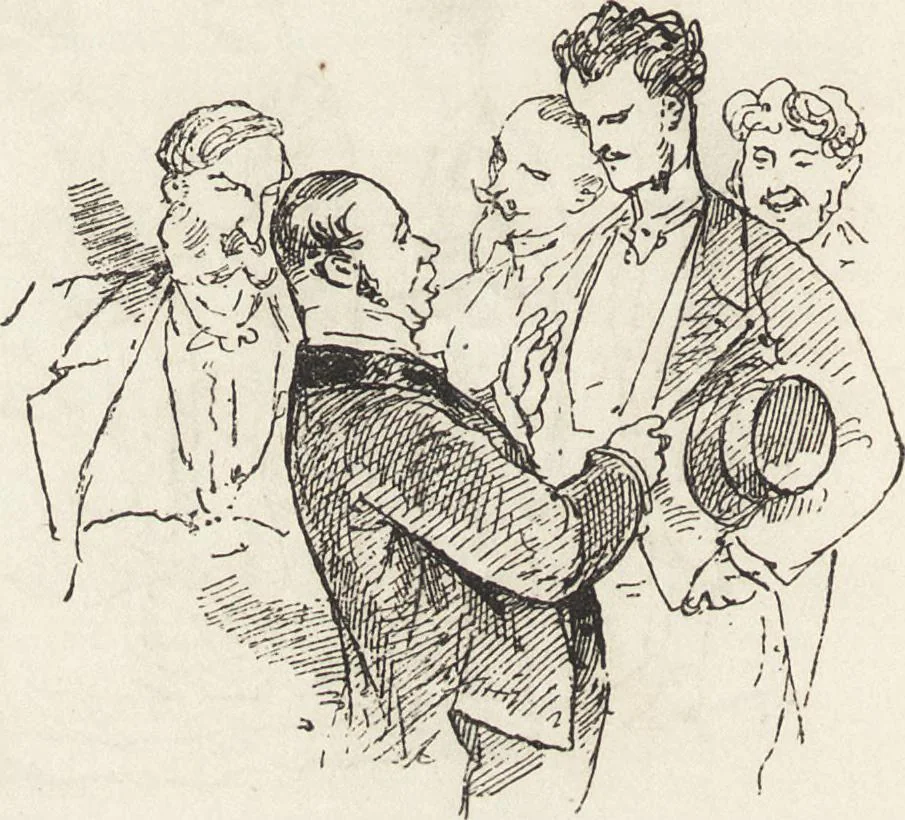 An illustration from La comédie de notre temps ... études au crayon et à la plume, 1874, leaf 275