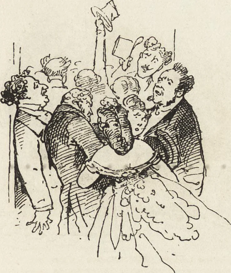 An illustration from La comédie de notre temps ... études au crayon et à la plume, 1874, leaf 276