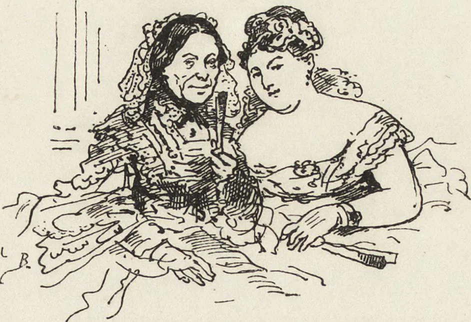 An illustration from La comédie de notre temps ... études au crayon et à la plume, 1874, leaf 276