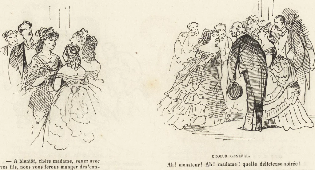 An illustration from La comédie de notre temps ... études au crayon et à la plume, 1874, leaf 277