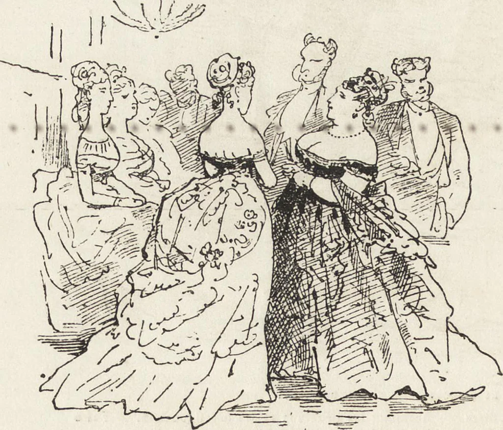 An illustration from La comédie de notre temps ... études au crayon et à la plume, 1874, leaf 305