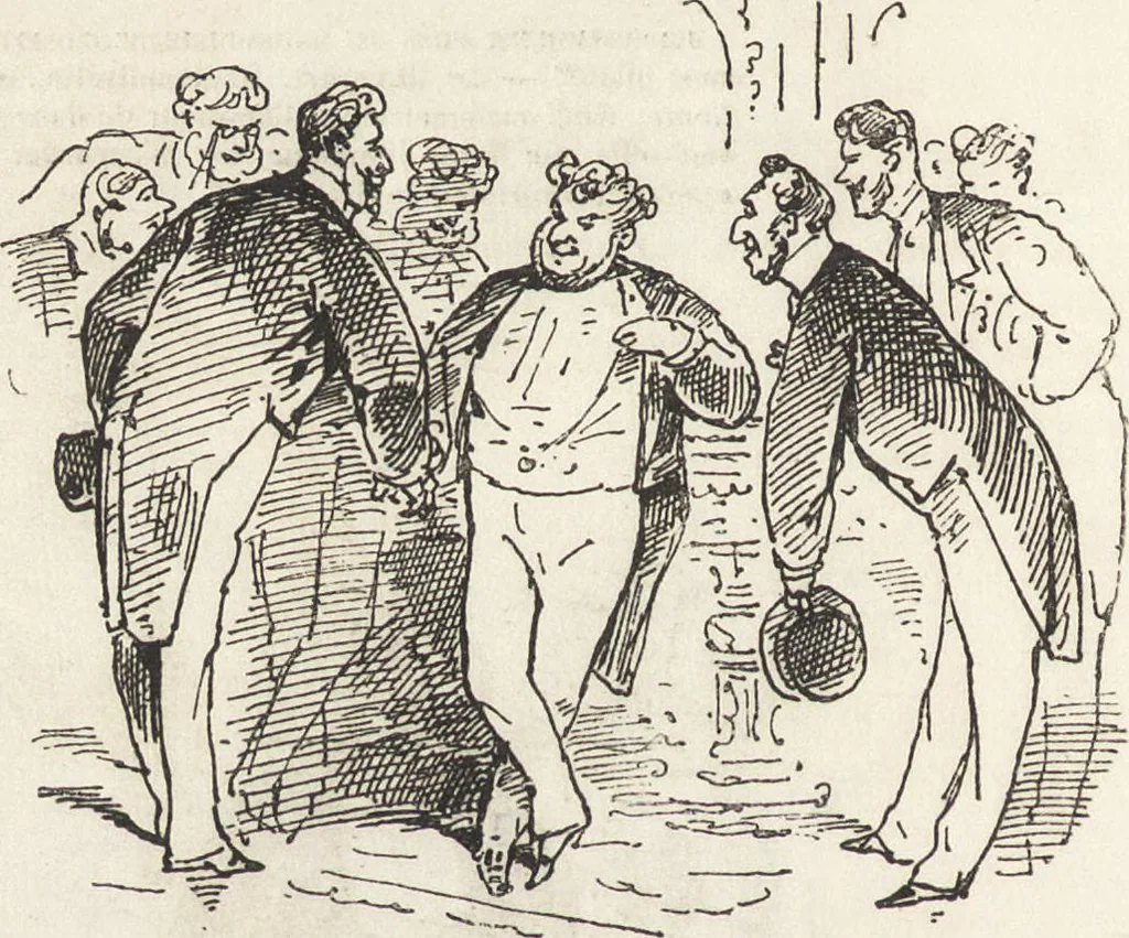An illustration from La comédie de notre temps ... études au crayon et à la plume, 1874, leaf 305