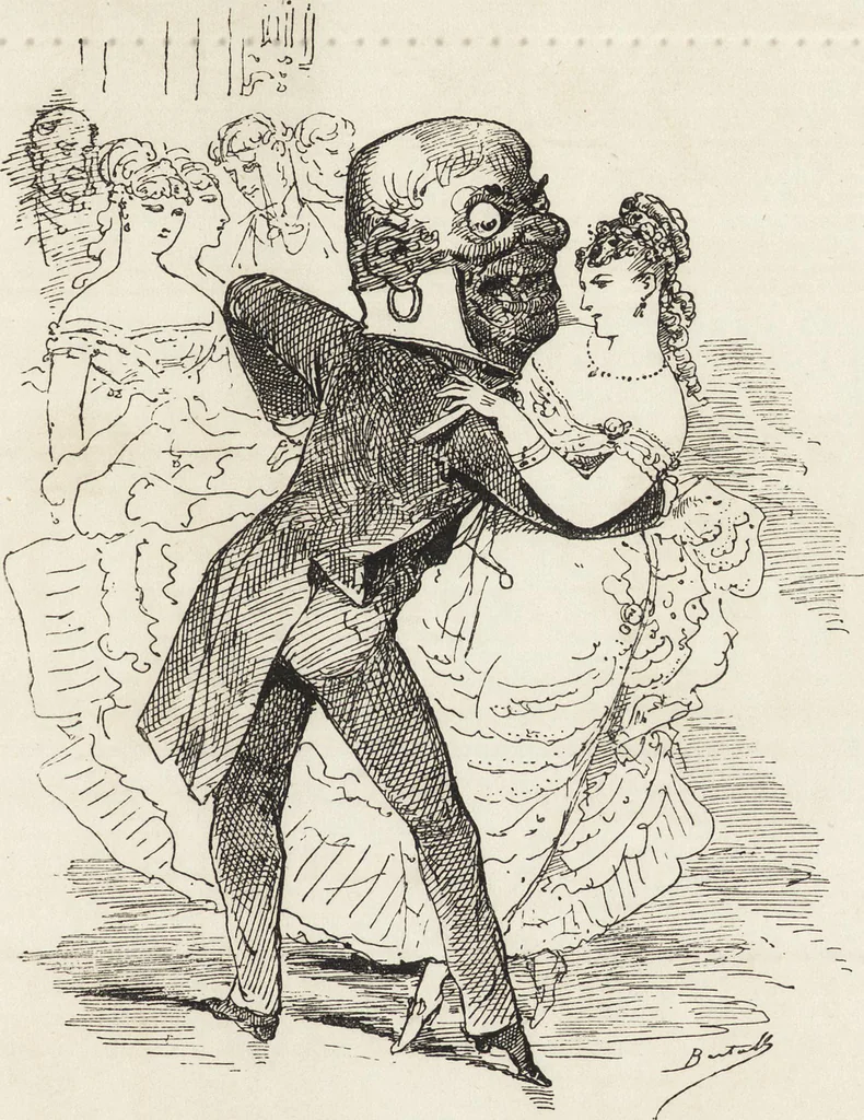 An illustration from La comédie de notre temps ... études au crayon et à la plume, 1874, leaf 306