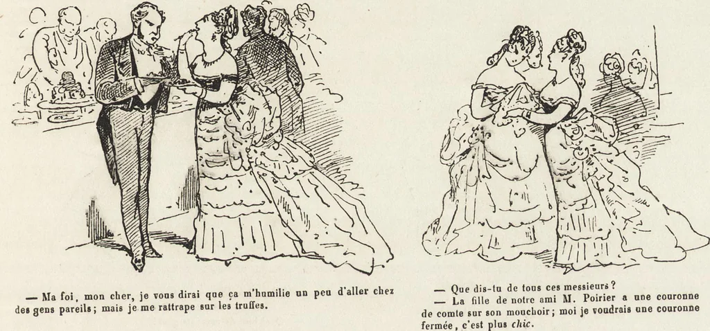 An illustration from La comédie de notre temps ... études au crayon et à la plume, 1874, leaf 308