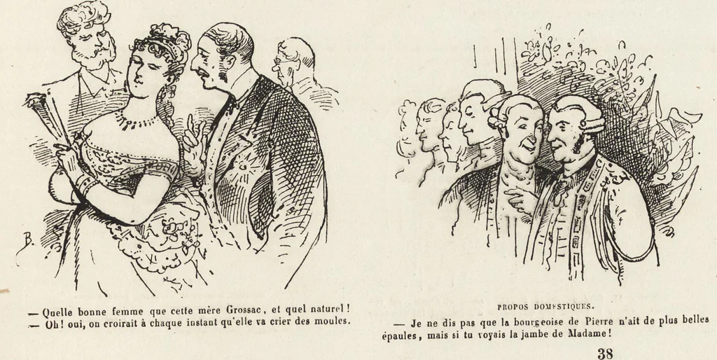 An illustration from La comédie de notre temps ... études au crayon et à la plume, 1874, leaf 308