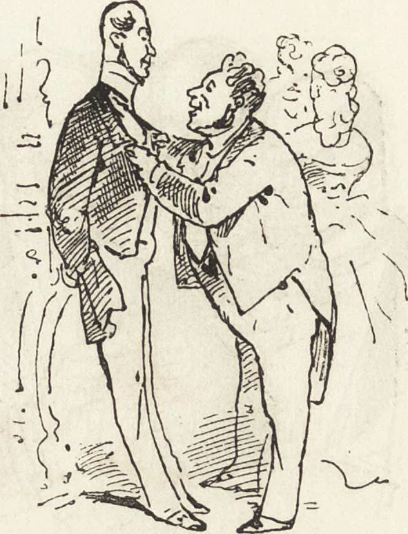 An illustration from La comédie de notre temps ... études au crayon et à la plume, 1874, leaf 309