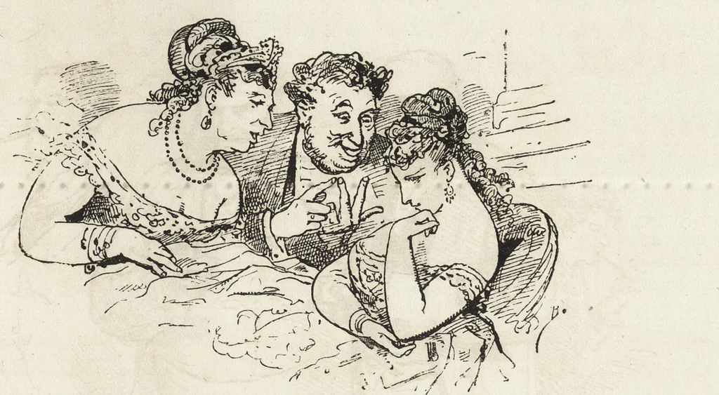 An illustration from La comédie de notre temps ... études au crayon et à la plume, 1874, leaf 310