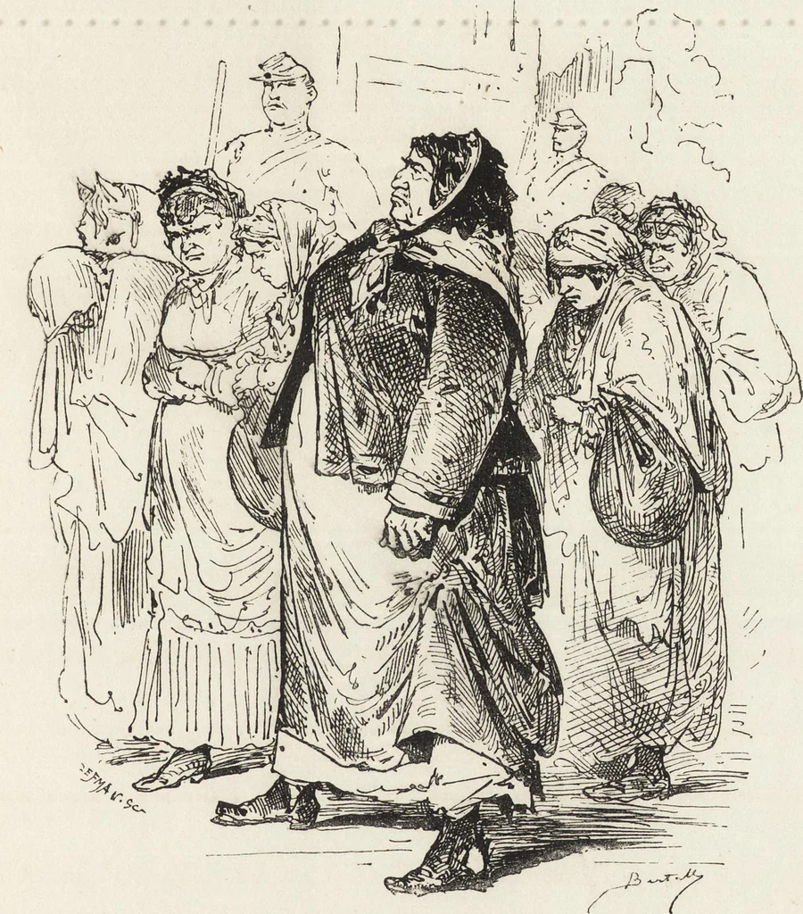 An illustration from La comédie de notre temps ... études au crayon et à la plume, 1874, leaf 338