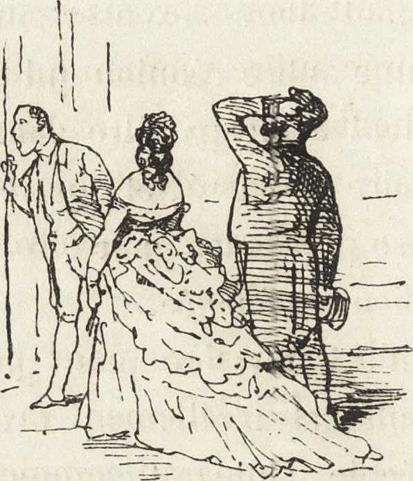 An illustration from La comédie de notre temps ... études au crayon et à la plume, 1874, leaf 347